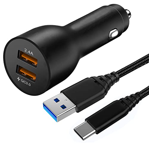 30W Cargador Coche USB Quick Charge 3.0 con Cable para Samsung S21 S
